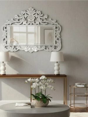 Epernay Vintage-Inspired Venetian Accent Mirror – Glass-Framed Ornate Statement Wall Mirror