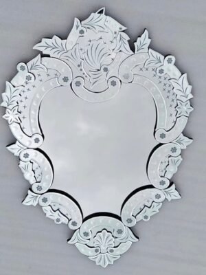 Handcrafted Venetian Hanging Mirror • Vintage Baroque Etched Glass Wall Art • Heart-Shaped Luxury Beveled Accent Mirror for Grand Decors