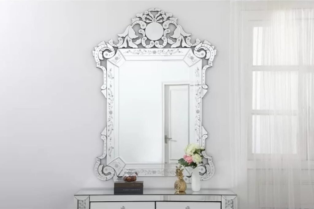 Luxury Crown Top Venetian Mirror | Large Decorative Vintage Wall Mirror for Living Room, Foyer & Vanity