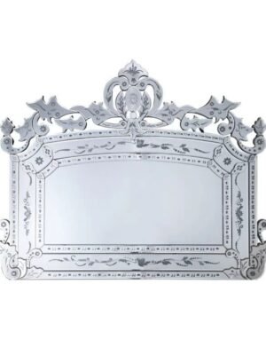 Ornate Beveled Glass Mirror with Floral Etchings 🌸