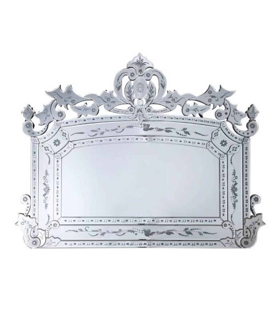 Ornate Beveled Glass Mirror with Floral Etchings 🌸