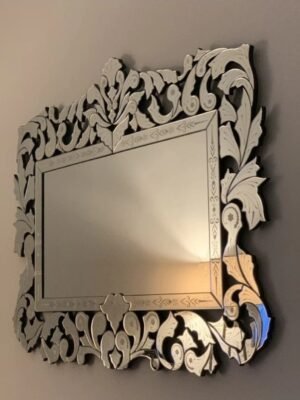 Baroque Style Floral Etched Glass Mirror