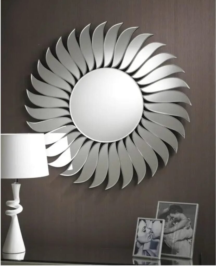 Modern Sunburst Round Wall Mirror