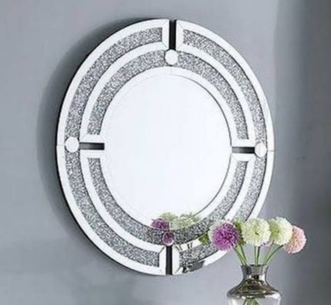 Dazzling Crushed Diamond Round Wall Mirror