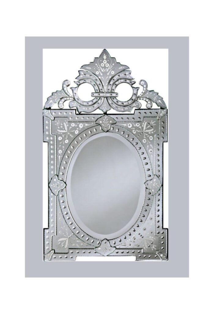 Vintage-Style Silver Baroque Venetian Mirror for Living Room & Vanity